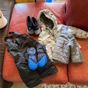 Toddler Winter Snow Bib & Jacket with Boots and Mittens
